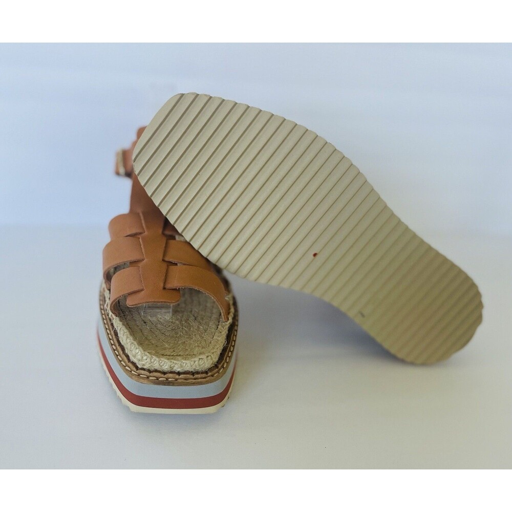 Anthropologie Women Sporty Platform Leather Tan Espadrille Sandals Shoes Size 40 - Picture 4 of 13